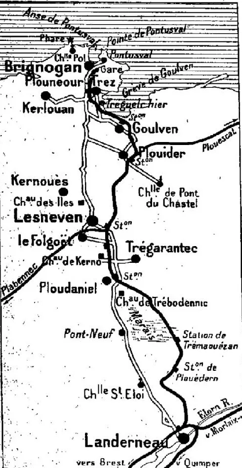 Le tracé de l'ancienne voie ferrée de Landerneau à Brignogan, à Ploudaniel